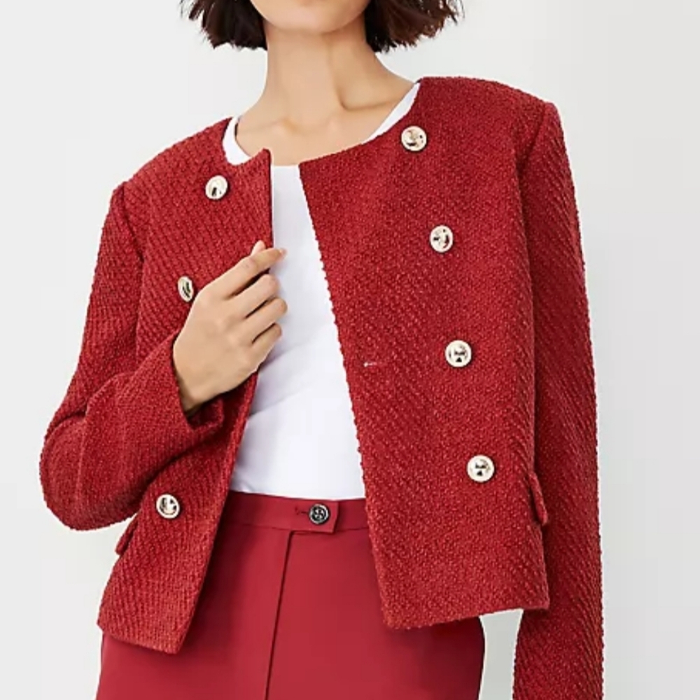 NEW Ann Taylor PETITE crop tweed jacket 10
